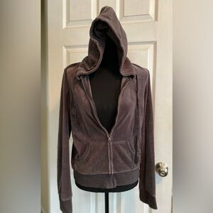 Early 2000’s Express Gray velour hoodie Size Large